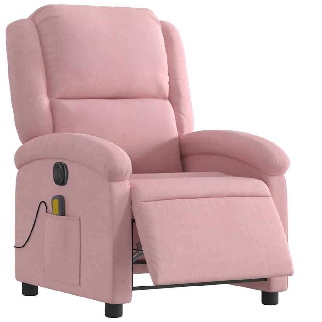vidaXL Sillón Reclinable de Masaje Eléctrico, Silla con Respaldo Reposabrazos, Sillón de Relax Descanso, Asiento Ajustable, Terciopelo Rosa