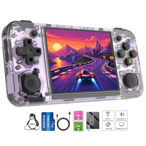 Image of Anbernic RG35XX H Retro Handheld Game Console, 3.5 inch IPS OCA Screen, Linux System, 64GB Preloaded Classic Games, WiFi Bluetooth, HDMI Output, Ideal for Travel Commute Home Outdoor Purple