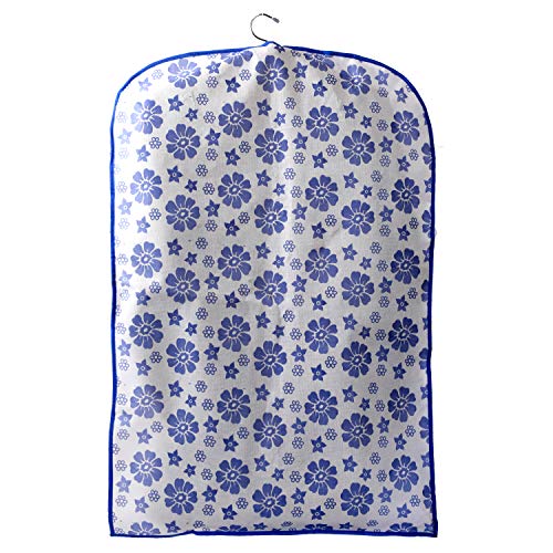 Image of Kuber Industries Flower Printed 3 Pieces Half Transparent Non Woven Men's Coat Blazer Cover (Blue) -CTKTC041875