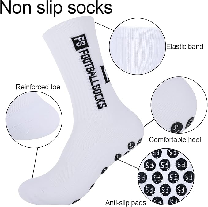 Image of Anti-Slip Sports Socks with Rubber Grip - High-Tech Breathable Cricket, Football, Yoga Socks for Men & Women | Athletic Socks for Gym, Running