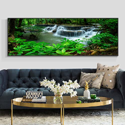 Cuadro de cascada y bosque verde dsdsgog póster de paisaje natural para salón 40x120cm sin marco