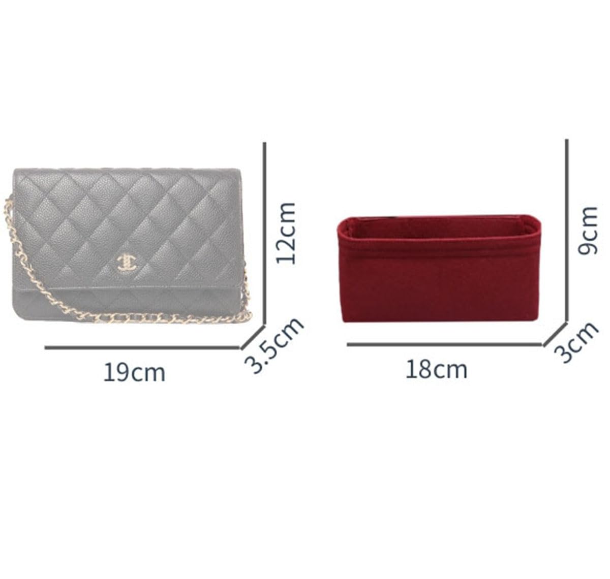 Lckaey Purse Organizer for chanel WOC Handbag organizer Felt Insert Y089-black