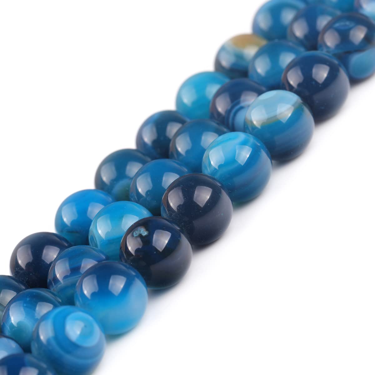 GEM-Inside 14mm Blue Banded Agate Stone Round Gemstone Semi Precious Loose Beads for Jewellery Making 15'' - Image 4
