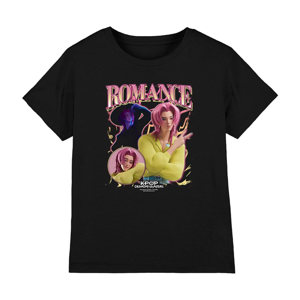 Kpop Demon Hunters Saja Boys Romance Homage Kids T Shirt, Black, 7-8Y