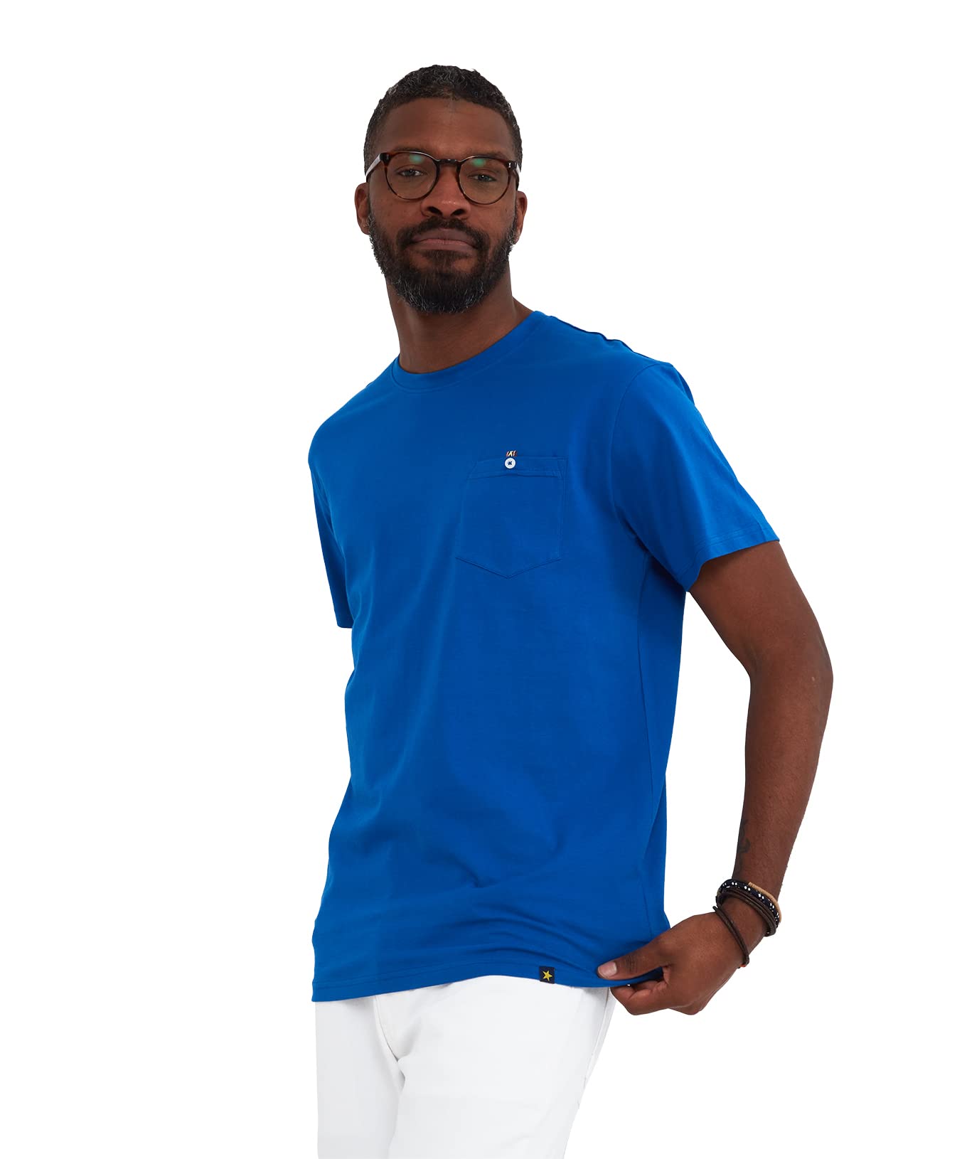 Joe Browns Men's Basic Chest Pocket Short Sleeve Crew Neck T-Shirt, X-Large, Cobalt