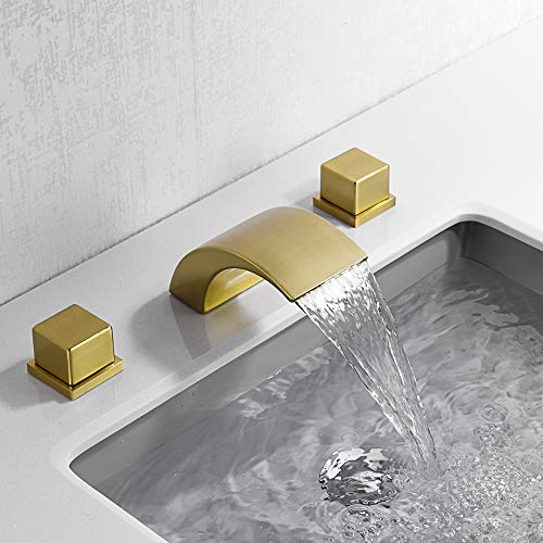 Grifo de cascada de latón para baño que elimina salpicaduras con doble manija precisa 6