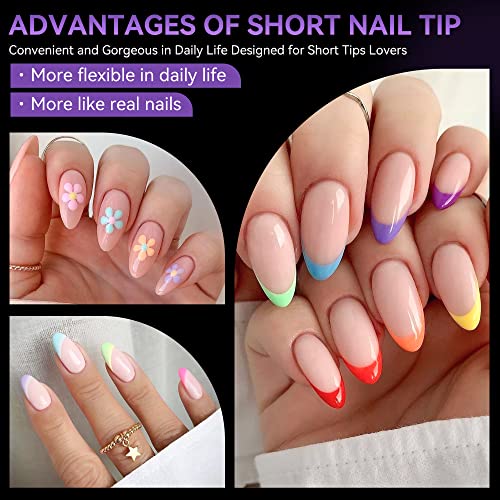 Short Almond Nail Tips for Salon: Gelike EC Soft Gel Nails Tip Easy and Long Last- 120pcs 12 Sizes for DIY Practice Art Design at Home - Image 3