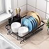 1Easylife Dish Drying Rack with Anti Rust Frame, Small Dish Drainer Rack for Kitchen Counter, Sink Dish Rack on Counter with Utensil Holder and Non-Slip Rubber Feet Rustproof for Organizer Storage