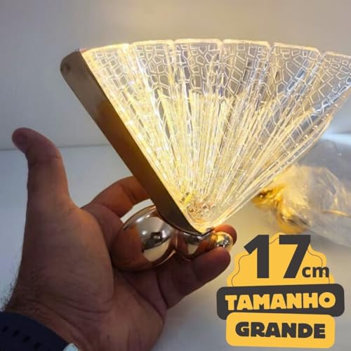 Luminária Pendente Borboleta Cristal 17cm Dourada Grande para Sala de Estar Quarto Cozinha Banheiro