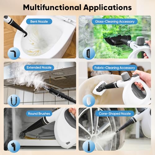Image of Saker Handheld Steam Cleaner New,Portable Steam Cleaner for Home,1050W Steam Cleaner,4 Fiber Cloths for Quick Heating & Deep Cleaning of Floors, Cars, and Kitchen