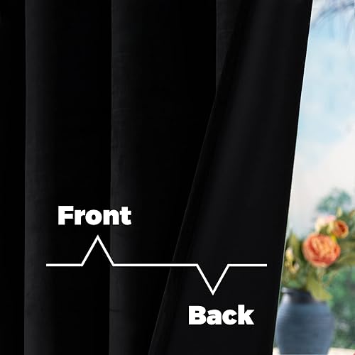 Miniatura 4 de BGment Cortinas opacas de terciopelo negro para Halloween de 84 pulgadas para dormitorio, cortinas térmicas para oscurecer la habitación, paneles de