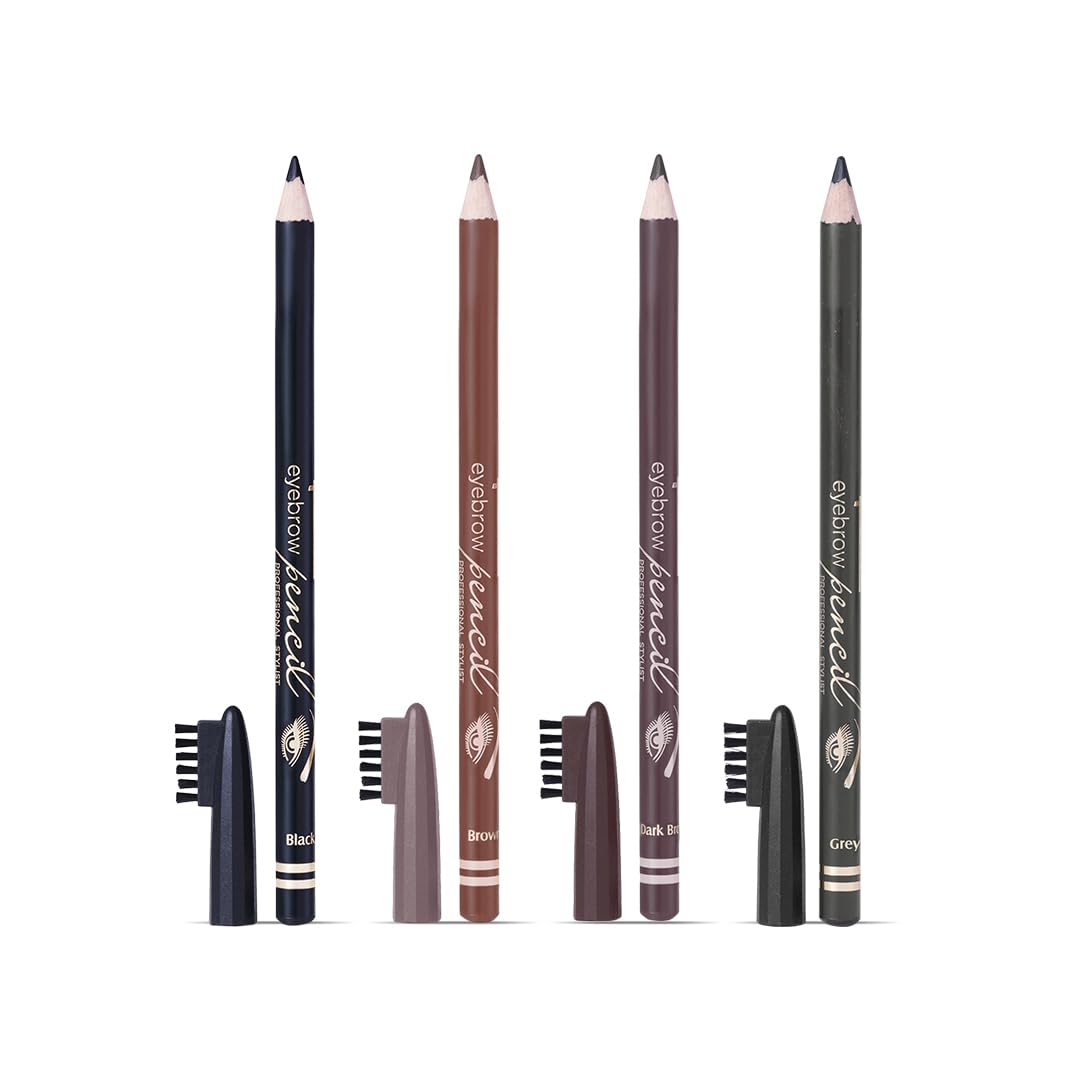 Glam21 4-in-1 Eyebrow Pencil Set - Black, Brown,Grey & Dark Brown (Pack of 4)-picture-38
