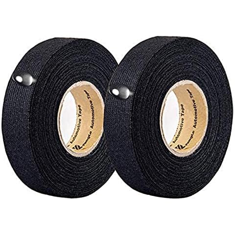 Ergonflow Automotive Wiring Harness Cloth Tape， High Temp Wire Harness Wrapping Tape, Black Adhesive Fabric Tape,Noise Damping Heat Proof (19MM × 25M)(2 Rolls) Cover
