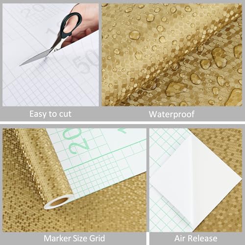 Papel de contacto de acero inoxidable dorado para renovar salpicaderos de cocina 8