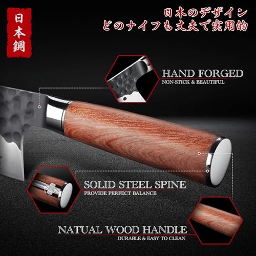 Image of Huusk Japanese Butcher Knife for Meat Cutting- Skining Knife for Processing | Sharp Viking Meat Knife, Hand Forged High Carbon Steel, Wood Handle, for Home Kitchen BBQ Cooking, Gifts for Chef Men Women