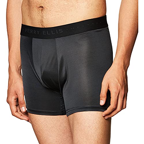 Perry Ellis Uomo Boxer Brief A Strisce, Black/Red, Large