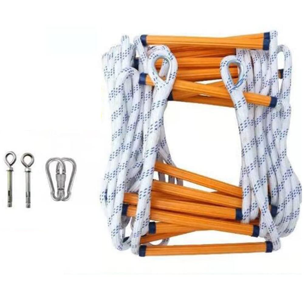 Scala di Emergenza ignifuga con Corda Resistente da 25 Metri (82 Piedi), moschettone, capacità di carico di 2000 libbre, Adatta per la Sicurezza antincendio e Le emergenze domestiche.