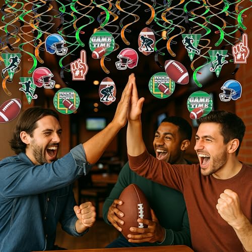 18-Piece Football Hanging Swirl Decorations – Double Swirls with Touchdown, Helmets, and Game Time Danglers for Game Day, Superbowl, Tailgate and Sports Party Décor - Image 3
