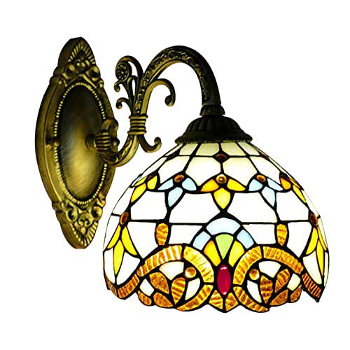 InSyoForeverEC Applique Murale Style Victorien Tiffany - Éclairage Intérieur LED Avec Lampe Dôme Artisanale