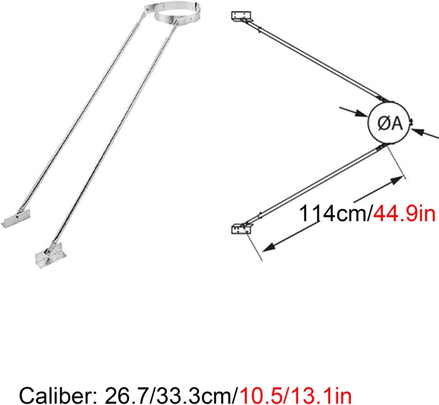 Stainless Steel Chimney Pipe Support Bracket Kit - Adjustable Extended Roof Bracket, Weatherproof & Snowstorm Resistant for Chimney Stoves & Vent Pipes (10.5in/26.7cm)