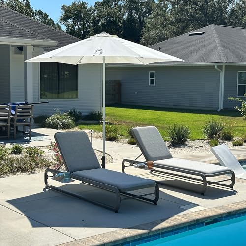 Image of PURPLE LEAF 3 Piece Patio Chaise Lounge Luxury Heavy-Duty Gray