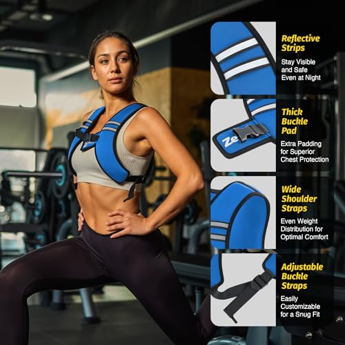 Image of ZELUS Weighted Vest, Washable Z-Fit Soft Iron Weighted Vest for Women and Men, 5 /10 /15 lb Weight Vest with Reflective Strips & Adjustable Straps, Ultra Thin Weight Vest for Gym Strength Training