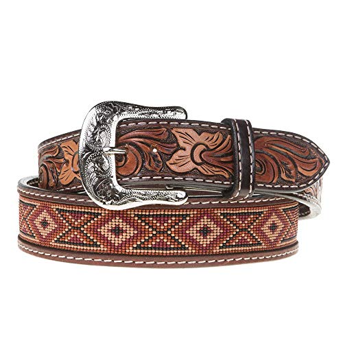 Twisted X Men?s Beaded, Leather, Earth-Tone Belt, Brown, 38