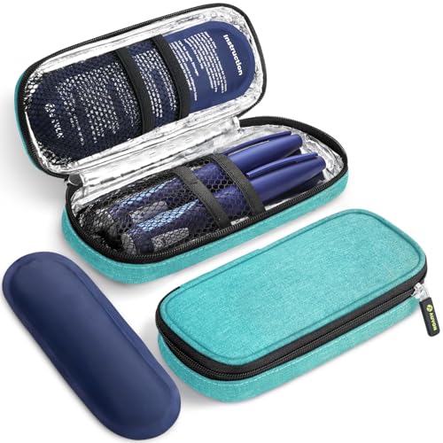 Image of AUVON Insulin Cooler Travel Case with 2 x 90g TSA Approved Ice Packs, Diabetic Medication Insulated Cooling Bag for Insulin Pens and Diabetic Supplies Storage, Compact for Daily Life and Trips