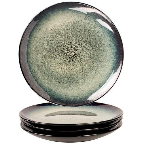 jinsongdafa 10.6 Inch Porcelain Plates Set, for Appetizer, Dinner Plates, Salad, Dessert, Snacks, Serving Plate Set of 4, Microwave and Dishwasher Safe, apply Home, Restaurant