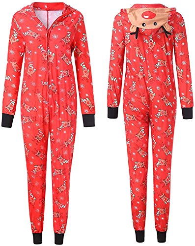 Matching Family Pajamas Set Elk Antler Hooded Romper Zipper Jumpsuit Loungewear3