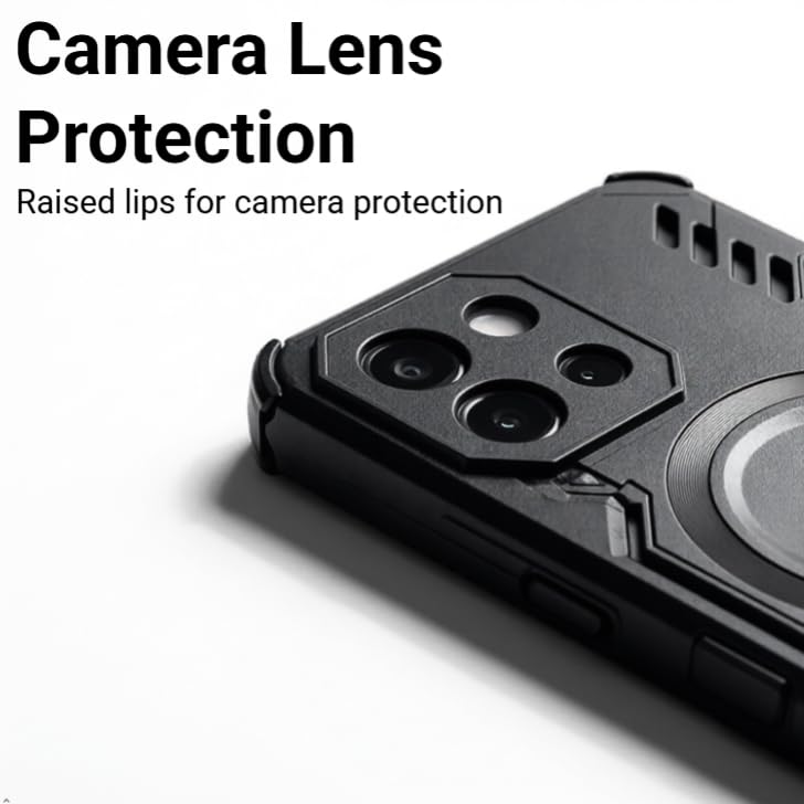 Image of ShieldTech Back Cover Case for OnePlus 13T 5G | 360 Protection Mobile Phone Case Mag-Safe | Camera Protection | Back Cover for 1 + OnePlus 13 T 5G / One Plus 13T 5+G - Black TPU+PC