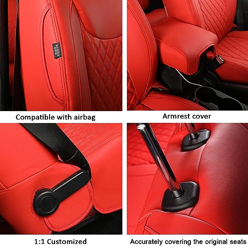 Image of GIANT PANDA Wrangler Seat Covers Custom Fit for Jeep Wrangler,Premium Waterproof Faux Leather,Red,2013-2017 JK 2 /4Dr 2016 2015 2014 Front