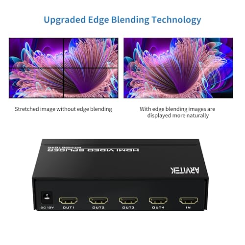 Image of 4K HDMI Video Wall Controller 2x2, 4 TV Screens Into 1 Wall Display, Video TV Wall Splicing Processor Splicer w /Remote, 8 Splicing Modes, Plug & Play