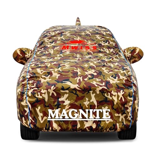 Image of Waterproof Car Cover for Nissan Magnite | Dustproof, UV & Scratch Resistant Soft Cotton Lining | Triple Stitched, Mirror Pockets & Elastic Hem | Jungle