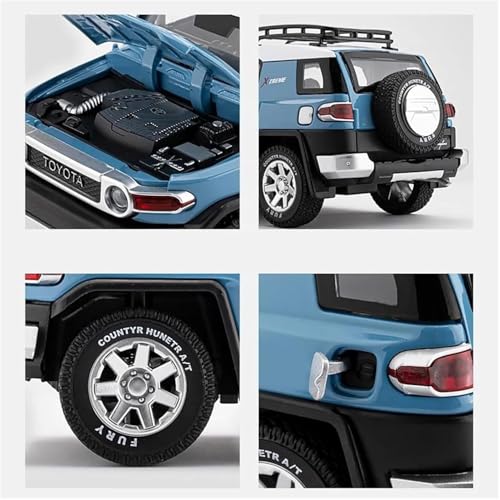 Image of 1:24 Toyota Toy Car Fj Land Cruiser Toy Car Diecast Metal Cars Light Sound Pull Back Openable Door Cars for Kids, Multicolor