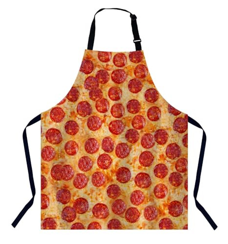 BGBDEIA Pizza Pepperoni Kitchen Apron for Women Men Unisex Adjustable Cooking Apron Waterproof Apron for Home Kitchen Restaurant Coffee House