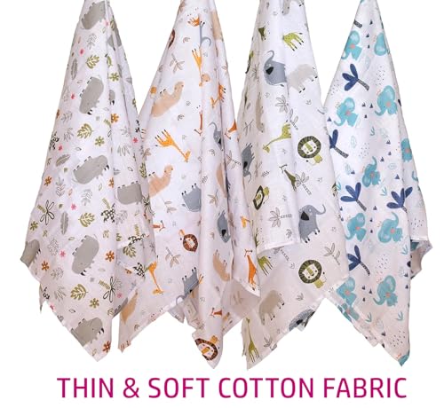 Image of Trance Home Linen Super Ultra Soft 100% Cotton New Born Baby Swaddle Wrap | New Born Babies Soft Pure Cotton Sheets | Baby Wrap Set (100x100 cm, Baby Pug, Pack of 4)