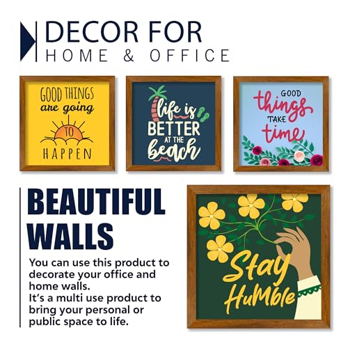 Artvibes Inspirational Quotes Wooden Wall Frames Without Glass Decorative item for Living room Bedroom Office Decor Modern Artwork Painting Wall Mount Hanging Decoration Item (PF_7317NN) Set of 4 - Image 5