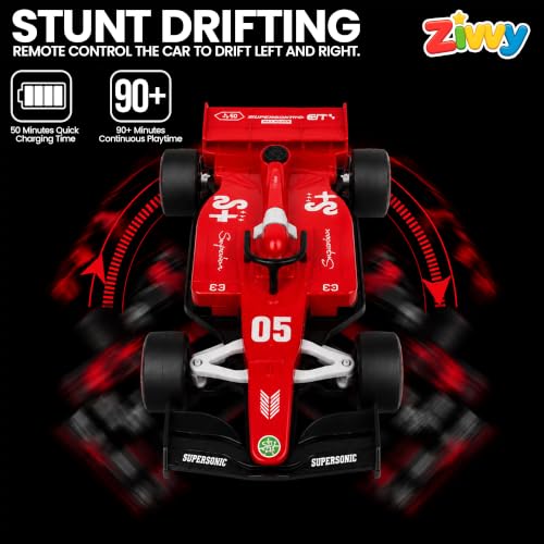 Image of F1 Remote Control Car - Red | Toys for Boys & Girls | rc car 4x4 | Toy Car| High-Speed RC Toy Car | LED Headlight | Smoke Feature | Birthday Gift for Kids
