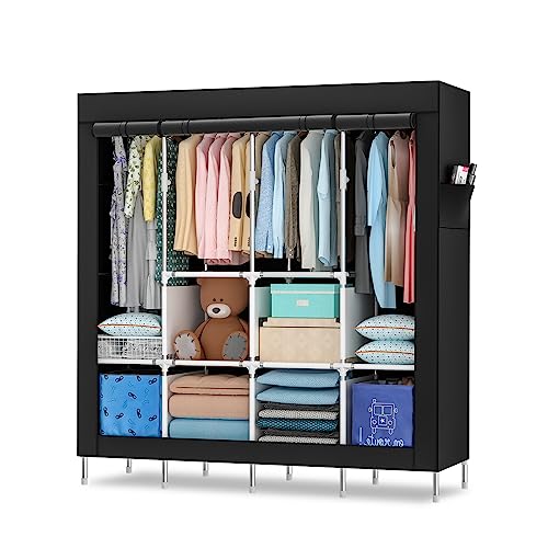 Armadio portatile, armadio pensile da 170 cm, appendiabiti in metallo,