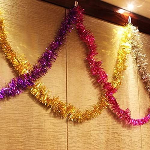 Gedlire 26.2Ft Christmas Gold Tinsel Garland, Thick Soft Shiny Sparkly Metallic Twist Ceiling Hanging Tinsel Garland, Indoor Outdoor Glitter Christmas Tree Holiday Party Ornament Decoration Supplies #TOP3