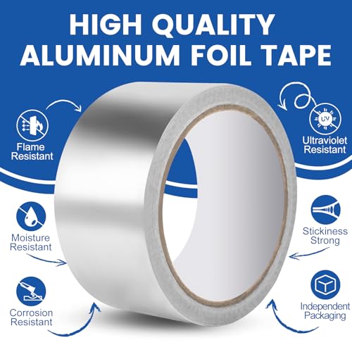 Image of NUITPY 18 Pack Aluminum Foil Tape, 3.9 mil 2 Inch x 900 Feet Total Foil Tape, Silver High Temperature Tape, Metal Tapes, Seal HVAC Tape, Insulation Foil Tape for Ductwork, HVAC, Dryer Vent, Seal