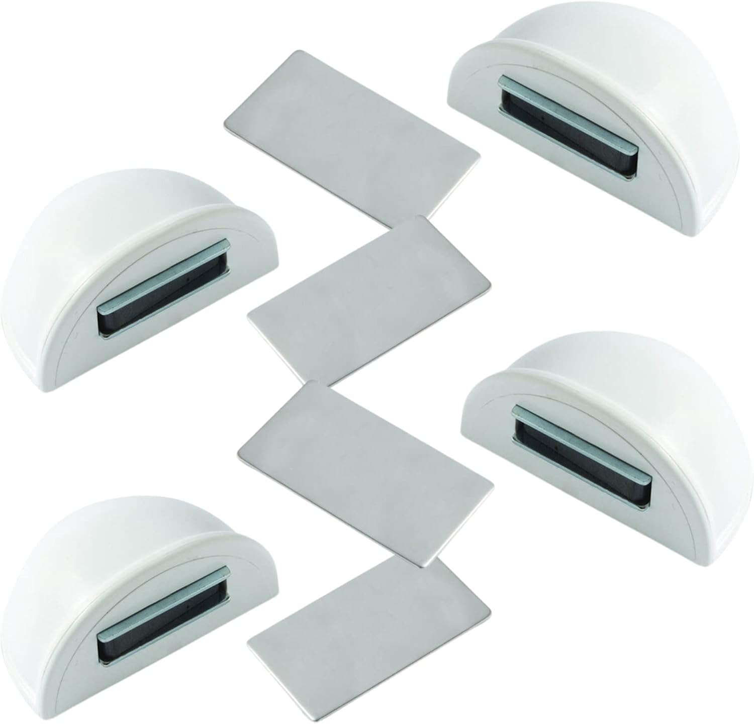 Fermaporta magnetico - Fermoporta da pavimento 4 pezzi - Fermaporte da terra adesivi - Blocca porta da pavimento bianco - Paracolpi porta