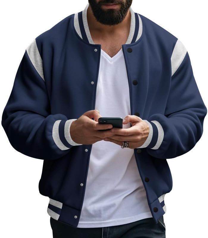 Men's West Coast Jacket - Fall Winter Cardigan Style Button Front Loose Baseball Coat for Vacation Daily Life - Image 2