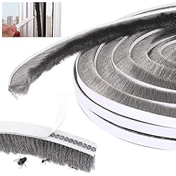 PERFETSELL 5m Burlete Cepillo Adhesivo 23x9mm Tira de Sellado Puerta Corredera y Ventana Junta adhesiva Prueba de Viento de Polvo
