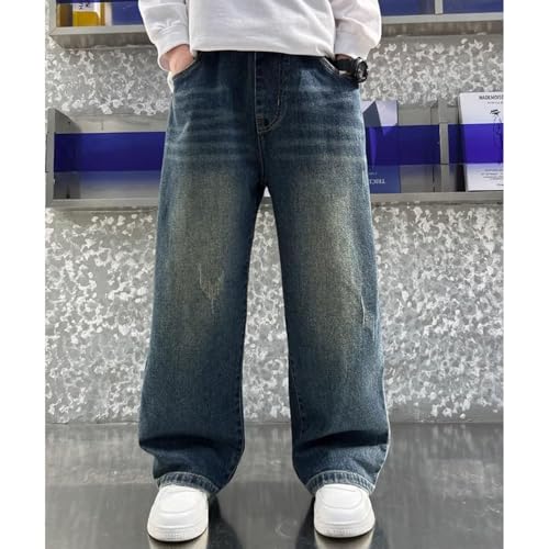 Boys Baggy Jeans Straight Wide Leg Cargo Jeans Casual Elastic Waist Loose Fit Denim Pants Y2K Streetwear with Pockets2