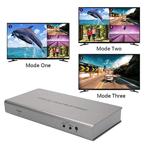 Image of MICROWARE 4x1 HDMI Quad Multi-Viewer Switcher - 4 Port HDMI Input 1 Output HDTV Quad Split Screen Display Box