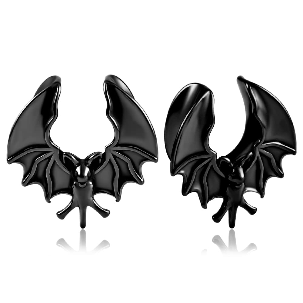 DOEARKO 2PCS Ear Gauges Cool Bat Saddle Ear Plugs Tunnels 316 Stainless Steel Hypoallergenic Earrings Gauges for Ears Expander Body Piercing Jewelry