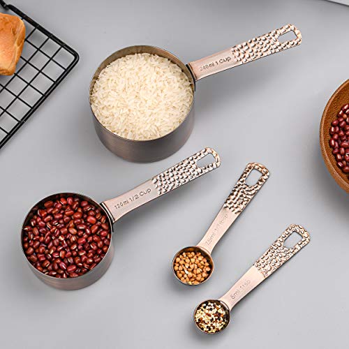 Copper Measuring Cups And Spoons Set, Copper Measuring Cups And Spoons Set Of 5 Copper Measuring Cups And 6 Copper Measuring Spoons, 1 Measure Ingredient Leveler And Rings #TOP5