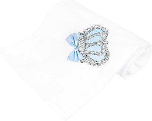 Lilax Manta de recepción para bebé recién nacido, diseño de corona, color azul